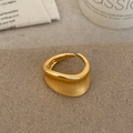 Polished gold wide wave open ring with textured matte finish on gray background - Irregular Wave Open Style / Gold