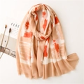 Sciarpa lunga in cotone e lino con motivo geometrico astratto rosa e arancione - 180*90CM / Rosa Arancio