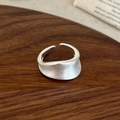 Minimalist silver irregular brushed wavy open ring on a vintage wooden tray background - Brushed Open (Silver) / Silver