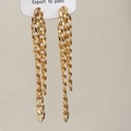 Orecchini pendenti lunghi in oro con maglia cubana per un look elegante e minimalista - Frangia d'Oro