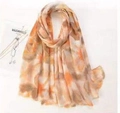 Sciarpa lunga artistica con stampa sfumata arancione e beige e morbidi bordi sfrangiati - 180*90CM / Cachi