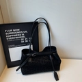 Large black leopard print tote bag with shoulder straps and decorative buckle detail - Black