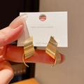 Detail von gebürsteten goldenen Ohrringen mit S925 Silbersteckern auf einer Displaykarte - Gebürstete Ohrstecker / Gold