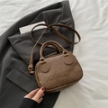 Bolso bandolera retro marrón oscuro en cuero sintético brillante con logo COIH'2DN - Marrón