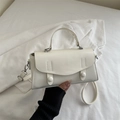 Piccola borsa a tracolla bianco crema con manico e cuciture decorative - Bianco