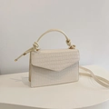 Milk white crossbody bag with crocodile pattern and knotted handle detail - White