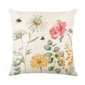 Floraler Kissenbezug aus Polyester mit Aquarell-Gänseblümchen für nordisches Wohndesign - Aquarell Gänseblümchen Und Pfingstrose (JYM406-2)