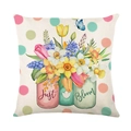 Funda de cojín nórdica con ramos de flores en acuarela en frascos sobre fondo blanco - Estilo de Tarro Mason con Flores Just Bloom (JYM410-4)