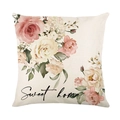Floral polyester pillow cover with Sweet home print and vintage rose pattern - Sweet Home Floral Style (JYM414-4) / 18x18 Inch