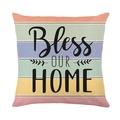 Funda de cojín con rayas arcoíris y texto Bless OUR HOME para decorar sofás - Estilo Rayas Bless OUR HOME (JYM413-2)