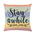 Funda de cojín decorativa a rayas con estampado Stay Awhile y diseño floral - Estilo Rayas Stay awhile (JYM413-3)