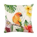 Federa per cuscino tropicale con pappagallo ad acquerello e stampe di monstera - Pappagallo e Ibisco (JYM417-1)