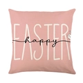 Roze Pasen kussenhoes met Happy Easter tekst en vogelillustratie op witte achtergrond - Roze HAPPY EASTER Vogel Stijl (JYM419-3)