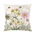 Federa per cuscino con api e fiori ad acquerello in tessuto di cotone e lino - Stile Floreale Acquerello Dipinto a Mano Ape (JYM428-3)