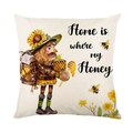 Sunflower gnome throw pillow case with Bee Day print and Home is where my Honey text - Pillowcase Only / Nutcracker Collector Style