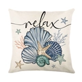 Federa per cuscino tema oceano con conchiglie, stelle marine e scritta relax - Motivo Relax (JYM441-4)