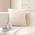 Moderne crèmekleurige corduroy kussenhoes met textuurstrepen op witte bank - 30*50cm (Alleen sloop) / Wit