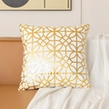 Federa per cuscino quadrata in peluche corto con motivi geometrici dorati su bianco - Motivo a Griglia Circolare Bianco e Oro (ZY3-2)