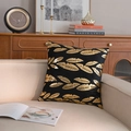 Luxurious black velvet pillow case with gold feather foil print for sofa decor - 45*45cm (No Core) / Golden Feather Black Style (GOLD003-3)