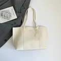 Stylish minimalist large capacity cream white tote bag variant for casual daily use - White