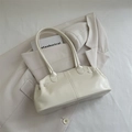 Bolso de hombro en cuero PU blanco crema con diseño rectangular y detalles retro - Blanco Roto