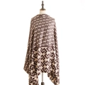 Brown and beige geometric maze pattern cashmere shawl displayed on mannequin stand - Khaki Style (SL2011-023 Khaki)
