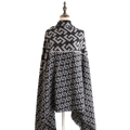 Retro geometric maze pattern reversible cashmere shawl and wrap for women in black grey - Grey Style (SL2011-023 Grey)