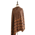 Plaid geometric double-sided cashmere shawl wrap with retro patterns and fringe tassels - Caramel Style (SL2011-023 Caramel)