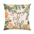Fodera per cuscino autunnale quadrata con scritta Happy Fall Y'all e stampe a tema - Stile Tipografico Happy Fall Y'all(JYM463-3)