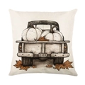 Herbst Kissenbezug mit Kürbis und Vintage Truck Motiv für gemütliche Sofa Dekoration - Beige Retro-Truck (JYM460-4)