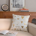 White plush pillow cover with gold foil geometric triangles for modern home decor - White Base Gold Triangle Style (GOLD004-1) / 45x45cm (Cover Only)