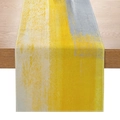 Modern tie-dye table runner with yellow and grey abstract oil painting print - Yellow and Gray Abstract Pattern (ZQ22-1) / 33cmx180cm