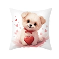 Schattige kussenhoes met puppy en hart voor Valentijnsdag bank decoratie - Puppy met strik houdt hart vast (TPR491-3) / 45*45cm (Zonder kussenvulling)