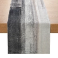 Tie-dye style table runner with abstract gray and brown stripes on thick faux linen fabric - Gray and Brown Industrial Stripes (ZQ22-2) / 33cmx180cm