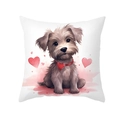 Schattige kussensloop met puppy en hartjes voor Valentijnsdag decoratie - Grijze puppy met hartjeskraag (TPR491-4) / 45*45cm (Zonder kussenvulling)