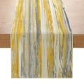 Modern abstract tie-dye table runner with yellow and grey artistic brush strokes - Yellow Gray White Art Brushstrokes (ZQ22-3) / 33cmx180cm