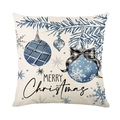 Blauwe kerstkussensloop met sneeuwpop ruitpatroon en Merry Christmas tekst decoratie - Kerstballen (JYM494-4)