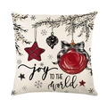 Christmas pillow cover with Joy to the World print and holiday ornaments design - Jym493-4 / 45x45 Square (No Insert)