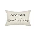 Linen rectangle pillowcase with Good Night Sweet Dreams print on white background - Good Night Style