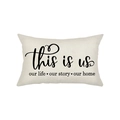 Thanksgiving lumbar pillow cover with this is us lettering in linen texture - This Is Us Style