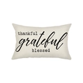 Polyester Thanksgiving pillow cover with thankful grateful blessed lettering on white fabric - Thankful Grateful Blessed Style