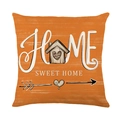 Orange autumn harvest square pillow cover with Home Sweet Home print design - 45x45cm / JYM453-3 (Home Sweet Home Style)