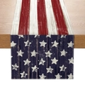 Vintage US Independence Day table runner with distressed American flag print on wood - Retro Stars and Stripes (ZQ24-1)