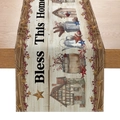 Rustic Bless This Home table runner with American farmhouse Independence Day prints - Bless This Home Cabin Design (ZQ24-4)