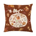 Fall maple leaf pumpkin print pillow cover in caramel brown for autumn home decor - 45*45cm (Insert Not Included) / Autumn Pumpkin Caramel