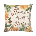 Fodera per cuscino Home Sweet Home con stampa autunnale di arance su tessuto effetto lino - Stile Tipografico Home Sweet Home(JYM463-2)