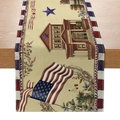 Independence Day table runner with American flag and vintage farmhouse patterns - Liberty Cabin Design (ZQ24-6)