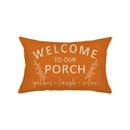 Terracotta pumpkin lumbar pillow case with Welcome to Our Porch white lettering print - 30*50cm (Insert Not Included) / Terracotta Welcome To Our Porch Print (JYZ006-9)