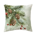 Winter Christmas pillow cover with pine branches, cones and red berries on white backdrop - Pine Cone Berry Style(CR034-8)