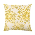 Fodera per cuscino da esterno impermeabile con stampa floreale gialla su lino beige - Stile Foglie Radiose Giallo Brillante (SF002-13)